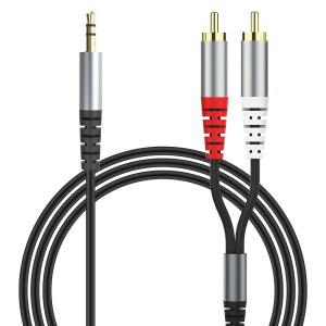 HIEbee RCA에서 3.5mm AUX 케이블, (2M / 6.6피트) 1/8에서 RCA 2-남성 헤드폰 잭 어댑터 Y 스플리터 프리미엄 스마트폰, 태블릿, HDTV 또는 MP3 플레이어, 스피커용 스테레오 오디오 코드