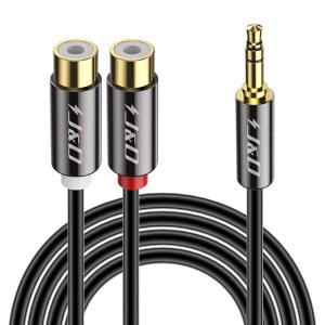 J&D RCA에서 3.5mm 케이블, 1/8인치 보조 남성에서 2RCA 여성 스테레오 오디오 코드 골드 도금 Aux Y 스플리터 스마트폰, 태블릿, MP3, 컴퓨터, 스피커, 2피트