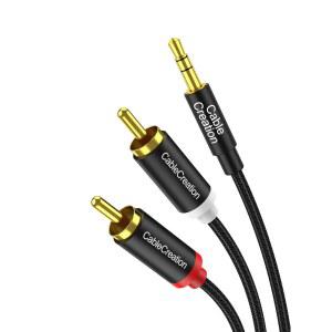 CableCreation RCA에서 3.5mm 오디오 케이블 10FT, 남성에서 2RCA 남성 스테레오 Y 스플리터 HiFi 사운드 코드, 에코 닷, 스마트폰, MP3, 태블릿, 수신기, 자동차, 스피커, HDTV와 호환 가능