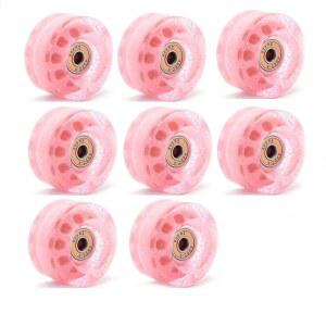 YIDOME 8 팩 58 * 32MM 라이트 실내 쿼드 롤러 스케이트 바퀴 82A 더블 라인 로우 액세서리(핑크)용 베어링 포함