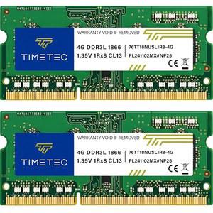 타임텍 8GB KIT(2X4GB) DDR3L / DDR31866MHZ PC3L-14900 PC3-14900 비-ECC 언버퍼링 1.35V 1.5V CL13 1RX8 싱글 랭크 204 핀 SODIMM 노트북 PC 컴퓨터 메모리 RAM 모듈 업그레이드