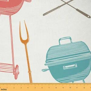 바비큐 패브릭 바이 더 야드 그릴 의자용 실내 장식용 컬러풀 레트로 스타일 푸드 파티 야외 DIY 아트 방수