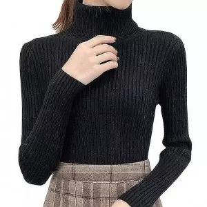 [하프클럽/]여자 슬림핏 골지 목폴라 긴팔 니트티 데일리룩