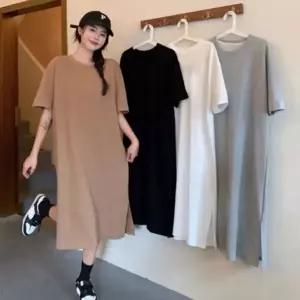 [하프클럽/]루즈핏 반팔 라운드넥 데일리 티셔츠 롱원피스