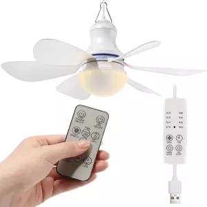 Kittmip 세트 65인치 휴대용 USB 전원 천장 선풍기 조명 리모컨 미니 소형 LED 걸이식 팬 조용하고 4단