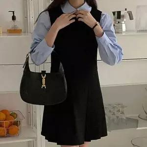 [하프클럽/]여성 플리츠 베스트 원피스 클래식 데일리룩