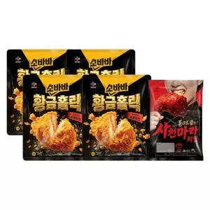 CJ제일제당 소바바 황금홀릭 순살치킨 240g x4개 + 사천stlye 마라치킨 350g x1개 [소비기한 : 26.07.15]