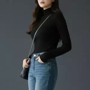 [하프클럽/]여성 긴팔 하프넥 골지 니트 폴라