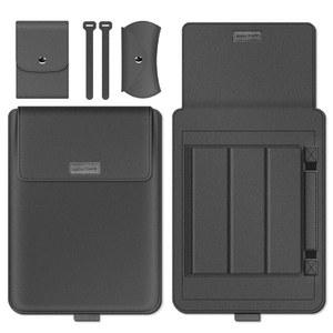 GANGANPRO 노트북 슬리브 1314인치 케이스 스탠드가 MICROSOFT SURFACE LAPTOP 5 /4 /3 /2 13.5인치 애플호환 AIR /PRO 13.3인치 1516인치 컴퓨터용 PU 가죽 - 회색