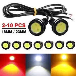 2/10 PCS 18MM/23MM 자동차 독수리 눈 LED 빛 12V 주간 러닝 라이트 DRL 자동 주차 Singal Lapms 오토바이