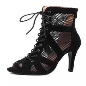 재즈 댄스 하이힐 댄서화 구두 메쉬 여성용 탱고 살사