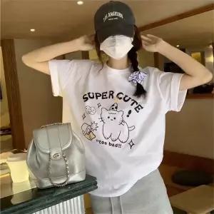 반팔티 반팔 블라우스 캐릭터 프린트 오버사이즈 베이직 티셔츠	lJH0531	13