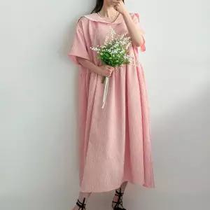 /옷자락 여자 빅사이즈 줄무늬 롱원피스