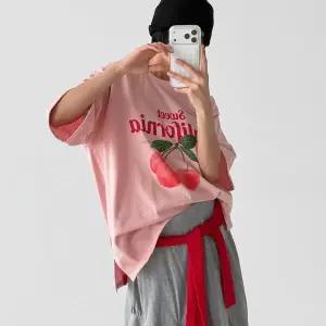 /옷자락 여자 쭉티 박시 오버핏 반팔 티셔츠