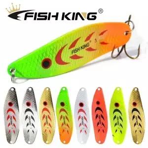 FISHKING 낚시 미끼 숟가락 흔들림 금속 지그 송어 Spoon18g 27g 스피너 루어 스푼 지역 파이크 용 바다