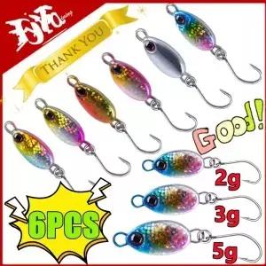 6PCS 미니 낚시 숟가락 마이크로 스푼 송어 지역 회 전자 미끼 인공 스피닝 지그 강 태클