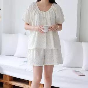 [하프클럽/셀러허브_여성트랜드패션]여자 면반바지 셋업 반팔셔츠 여름파
