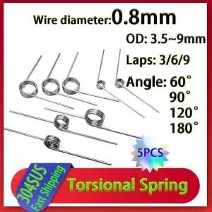 5Pcs 와이어 직경 0.8mm 스테인레스 스틸 작은 비틀림 스프링 머리핀 V 자형 가능 60/90/120/180 학위