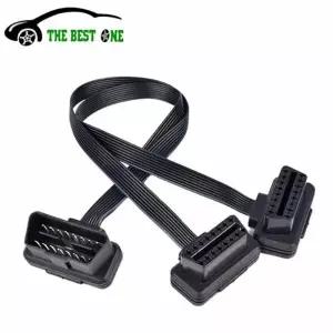 30CM obdii 확장 듀얼 커넥터 y 분배기 obd 16pin 남성여성 케이블 어댑터 플랫 ELM327 용 국수처럼 얇은