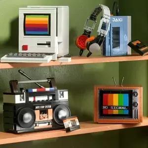 DIY 레트로 전기 가전 가구 TV 컴퓨터 테이프 게임 콘솔 라디오 빌딩 블록 모델 벽돌 세트