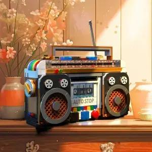 554PCS 컬러 라디오 모델 빌딩 블록 레트로 소형 가전 제품 조립 벽돌 DIY 장식 십대 크리스마스 선물