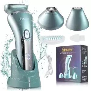 HATTEKER 여성용 3in1 충전식 헤어 리무버 비키니//다리용 전기 바디 그루머 IPX7 워시 무선 트리머