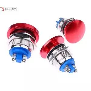 순간 금속 버섯 머리 푸시 단추 스위치 방수 IP65 SPST ON OFF 1NO 3A 250V 나사 터미널 16mm 1PC