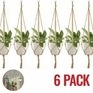 1/6PCS Macrame 식물 옷걸이 빈티지 로프 바구니 야외 냄비 홀더 꽃 정원 실내 벽