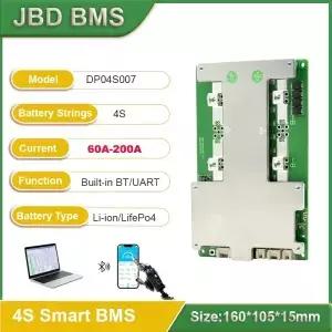 JBD Lifepo4 BMS 12V 4S 스마트 이온 60A 100A 150A 200A 배터리 보호 보드 UART 열 시리즈가있는 BT