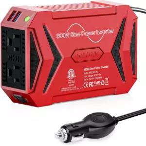BESTEK 퓨어 사인파 파워 인버터 - 300W 차량 플러그 인 충전기 콘센트 DC 12V ~ 110V AC 궐련 라이터