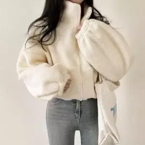 [하프클럽/]여성 간절기 긴팔 플리스 후드 집업 뽀글이 점퍼 크롭 자켓 데일