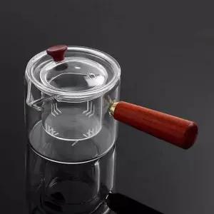 400ml 로하티우드핸들 차포트 티팟 내열유리 내열유리