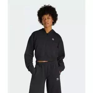매장정품 아디다스 ADIDAS 에센셜 프렌치 테리 크롭 지퍼 후디 - 블랙 KE3215 300883