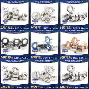 FUSHI MR115 ZZ 베어링 5x11x4mm 10Pcs MR115ZZ RS 2RS SMR105 강력한 산업용 모터 용 핸드 피스 베어링 고
