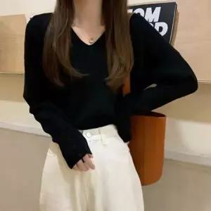 [하프클럽/]여성 브이넥 니트 가디건 골지 긴팔 티셔츠 버튼 포인트 슬림핏