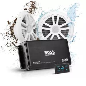 BOSS 오디오 시스템 ASK902B.6 마린 보트 6.5인치 스피커 및 4채널 앰프 패키지 고출력 블루투스 리모컨