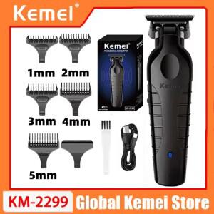 Kemei 2299 이발사 무선 헤어 트리머 0mm 제로 갭 조각 클리퍼 디테일러 전문 전기 마무리 절단기
