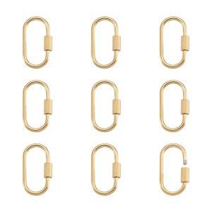 판다홀 10Pcs 스테인리스 스틸 타원형 나사 카라비너 잠금 참 25.5x14x4mm 금속 스냅 클립 후크 걸쇠 결과 DIY 보석 제작 (황금)