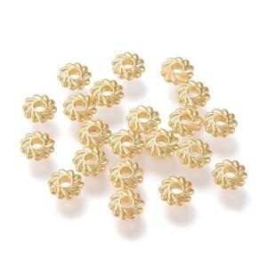 BENECREAT 150PCS 18K 리얼 골드 도금 스페이서 구슬 꽃 금속 구슬, 보석 제작 결과 및 공예 작업용, 4.8x1.5mm (구멍: 1.2mm)