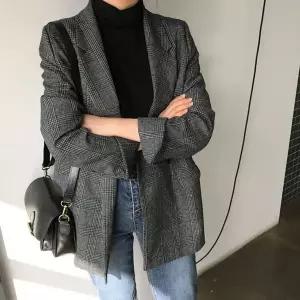 [하프클럽/셀럽하우스]캐주얼정장 자켓 가을 체크 여자가을의류 소매 롤업