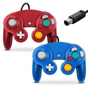 게임큐브 컨트롤러 Wii 게임큐브용 클래식 유선 블루 레드 2팩