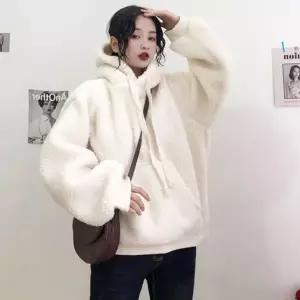 [하프클럽/셀럽하우스]겨울 캐주얼 패션 따뜻한 베이직 무지 양털후드티