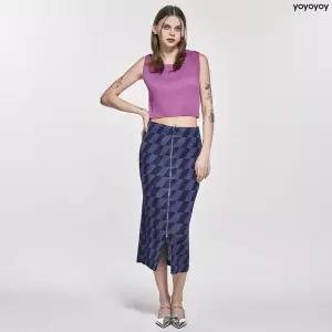 와이오와이 yoyoyoy여성[최초가 129000원] 앞지퍼 체크 프린트 플리츠 스커트(2colors)_AI02WNPSK11