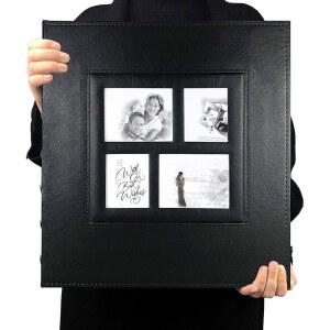 RECUTMS 사진 앨범 셀프 접착 마그네틱 DIY 스크랩북 60페이지 13.3 x 13.4 (인치) 8X10 6X8 5X7 4X6 결혼식 가족 졸업 기념책(블랙)