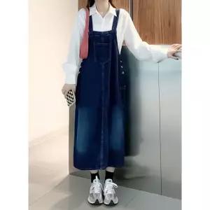 멜빵원피스 여성 여름 쓰리포켓 루즈핏 데님 멜빵 청 원피스 치마