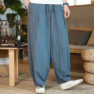 남성 린넨 와이드 팬츠 여름 데일리 배기 바지 통 넓은 루즈핏