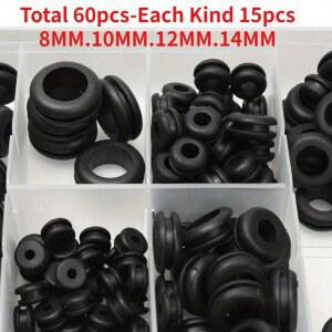 20/40/60pcs 검정색 O 링 고무 가스켓 그로멧 14mm 구색 키트 12 도구 와셔 세트 전기 10 8