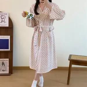 [하프클럽/]샤워가운 체크 하트 롱 샤워 잠옷 가운