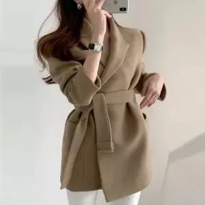[하프클럽/]여성겨울모직코트 허리벨트 모직 미디라인 코트