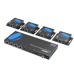 OREI 4K 1x4 HDMI 익스텐더 스플리터 CAT6/7 이더넷 케이블 최대 4K@30Hz 최대 165피트-1080P@60Hz 최대 230피트 IR 제어 EDID HDMI 루프 아웃(HD14-EX165-K)